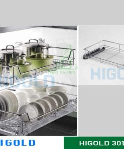 Kệ xoong nồi có khay ray giảm chấn inox 304 – 301125