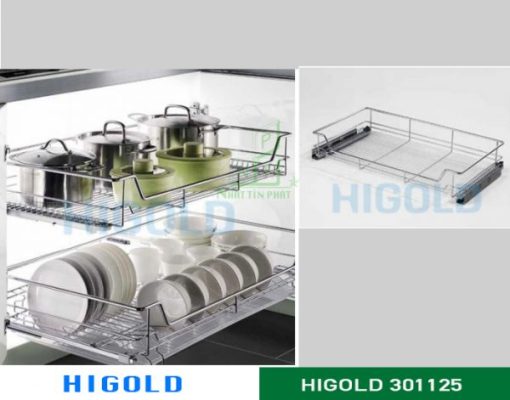 Kệ xoong nồi có khay ray giảm chấn inox 304 – 301125 - 1