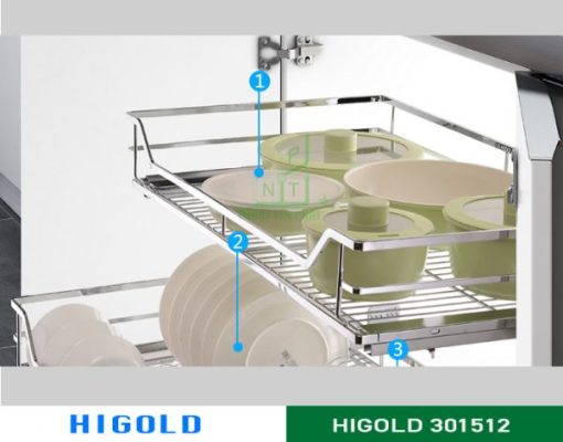 Kệ xoong nồi diamond ray giảm chấn Higold inox 304 – 301512 - 1