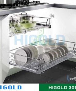 Kệ chén dĩa ray giảm chấn Higold inox 304 – 301607