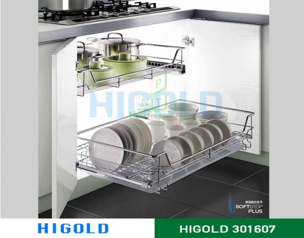 Kệ chén dĩa ray giảm chấn Higold inox 304 – 301607