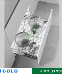 Kệ xoong Higold nồi ray giảm chấn bắt mặt hộc inox 304 – 303113