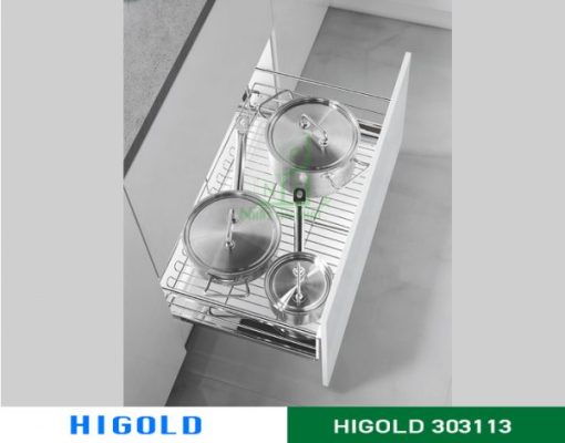 Kệ xoong Higold nồi ray giảm chấn bắt mặt hộc inox 304 – 303113 - 1