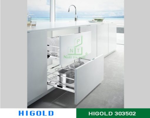 Kệ chén dĩa diamond giảm chấn bắt mặt hộc Higold inox 304 – 303502 - 1