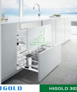 Kệ chén dĩa diamond giảm chấn bắt mặt hộc Higold inox 304 – 303505