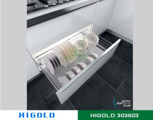 Kệ chén dĩa ray giảm chấn bắt mặt hộc Higold inox 304 – 303603 - 1
