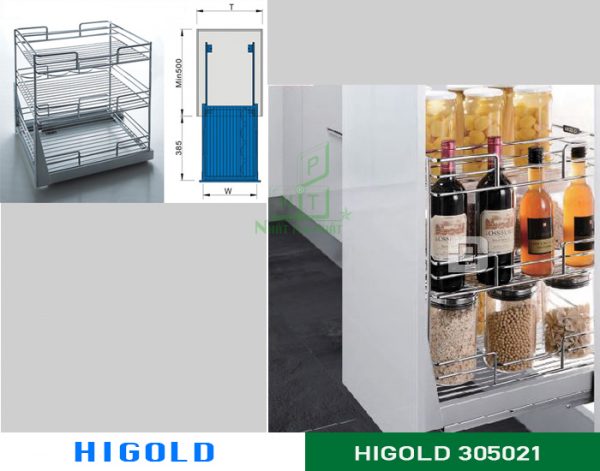 KỆ 3 TẦNG HIGOLD ĐỰNG CHAI LỌ INOX 304 – 305021