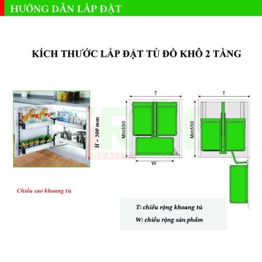Tủ đồ khô 2 tầng inox hộp Grob - 3