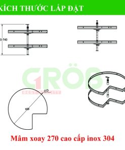 MÂM XOAY 270 INOX SUS304 NAN DẸT ĐÁY MELAMIN Grob - 22 MÂM XOAY 270 INOX SUS304 NAN DẸT ĐÁY MELAMIN Grob - 21