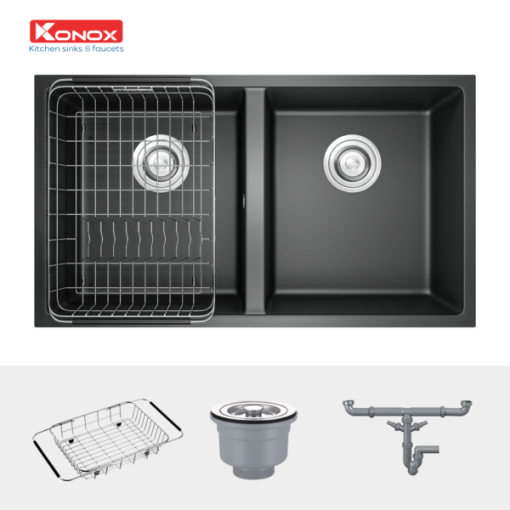 Chậu rửa bát Konox Granite Sink Veloci 760D Black - 5