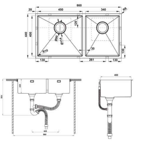 CHẬU RỬA BÁT HAFELE HS21-SSN2S90 567.96.310 MÀU ĐEN - 3