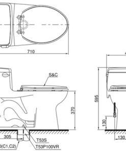 Bồn cầu 1 khối TOTO MS864W11, nắp điện tử Washlet - 6