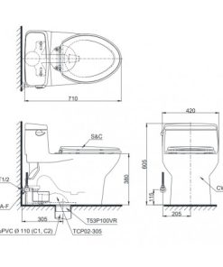 Bồn cầu 1 khối TOTO MS884W7 - 6