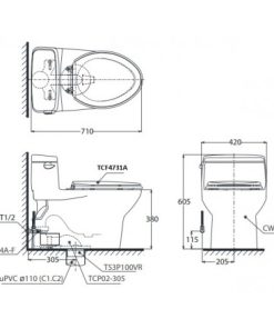 Bồn cầu 1 khối TOTO MS884E2 - 7 Bồn cầu 1 khối TOTO MS884E2 - 6