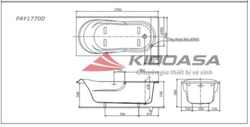 Bồn tắm TOTO PAY1770D#W/DB501R-2B - 3