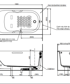 Bồn tắm chân yếm TOTO PAY1515VC#W/TVBF411 - 5