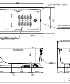 Bồn tắm chân yếm TOTO PAY1525VC#W/TVBF411 - 5
