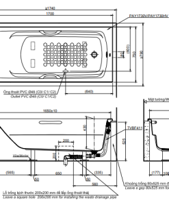 Bồn tắm xây TOTO PAY1730V/TBVF411 - 6 Bồn tắm xây TOTO PAY1730V/TBVF411 - 5