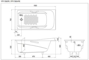 Bồn tắm ngọc trai TOTO PPY1560HPE#P/DB501R-2P - 5