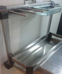 Cariny - Kệ đựng chất tẩy rửa lắp dưới ngăn chậu rửa, inox hộp,ray giảm chấn lắp vách CD-2510