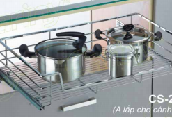Cariny - Ngăn kéo chứa xoong nồi, inox sợi dẹt, ray âm giảm chấn CS25