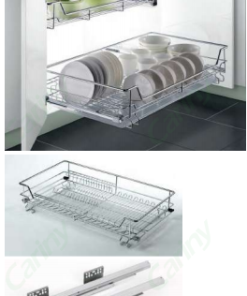 Cariny - Ngăn kéo đựng bát đĩa, inox sợi tròn CW26, ray âm giảm chấn