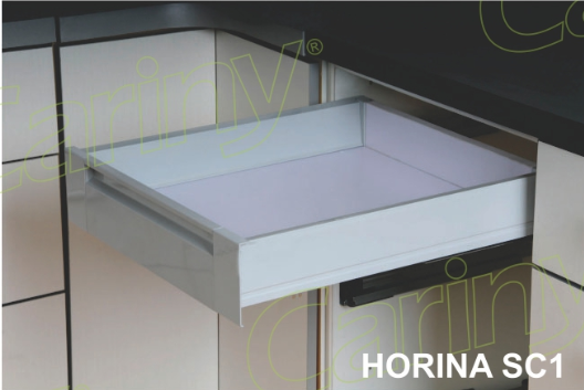 Cariny – Hệ ray hộp ngăn kéo, thép sơn tĩnh điện trắng, ngăn thấp, dài 500mm HORINA ST1/500
