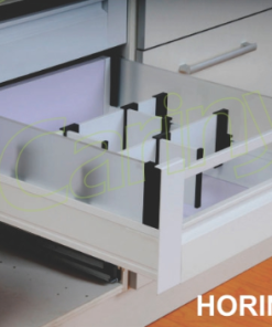 Cariny - Hệ ray hộp ngăn kéo, thép sơn tĩnh điện trắng, ngăn cao, dài 500mm HORINA ST2/500