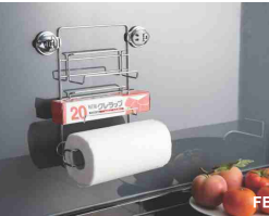 Cariny - Bộ móc hít chân không và giá inox 304 sử dụng cuộn giấy đa năng 420431-0011