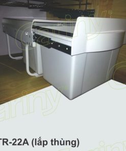 Cariny - Thùng rác nhựa màu trắng , 2 ngăn, mỗi ngăn 14L, lắp thùng, ray bi 3 tầng có giảm chấn VARIO TR-22A