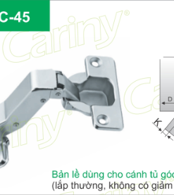 Cariny - Bản lề dùng cho cánh tủ góc, góc mở 45 độ ANGLA C45
