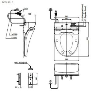 Nắp rửa điện tử TOTO TCF6531Z - 5