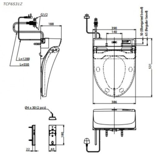 Nắp rửa điện tử TOTO TCF6531Z - 3