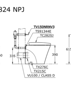 Thân cầu treo tường TOTO CW824NPJ - 6 Thân cầu treo tường TOTO CW824NPJ - 5