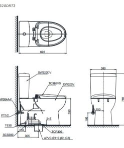Bồn cầu 2 khối TOTO CS320DRT2 - 5