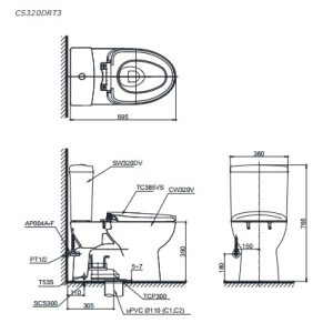 Bồn cầu 2 khối TOTO CS320DRT2 - 5