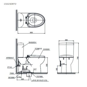 Bồn cầu 2 khối TOTO CS325DRT3 - 5