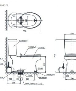 Bồn cầu 2 khối TOTO CS350DT2 - 5