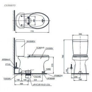 Bồn cầu 2 khối TOTO CS351DT2 - 5