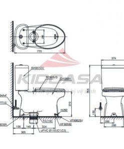 Bồn cầu 2 khối TOTO CS351DT3 - 6 Bồn cầu 2 khối TOTO CS351DT3 - 5