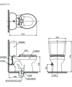 Bồn cầu 2 khối TOTO CS660DT1Y1 - 6 Bồn cầu 2 khối TOTO CS660DT1Y1 - 5
