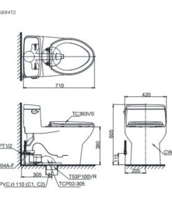 Bồn cầu 1 khối TOTO MS884T2 - 7 Bồn cầu 1 khối TOTO MS884T2 - 6