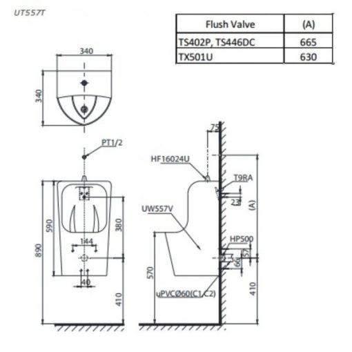 Bồn tiểu nam TOTO UT557T (UT557) - 3