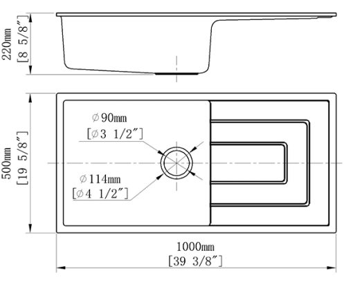 Chậu Rửa Chén Đá Nhân Tạo 1 Hộc Có Cánh CREAVE G-T10050I - 7