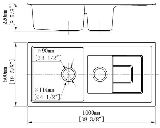 Chậu Rửa Chén Đá Nhân Tạo 2 Hộc Có Cánh CREAVE G-T10050L - 7
