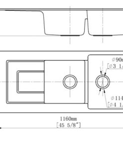 Chậu Rửa Chén Đá Nhân Tạo 2 Hộc Có Cánh CREAVE G-T11650K - 13
