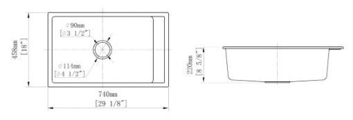 Chậu Rửa Chén Đá Nhân Tạo 1 Hộc CREAVE G-T7446D - 7