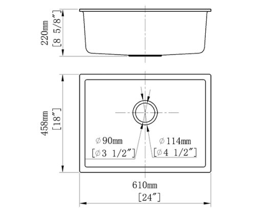 Chậu Rửa Chén Đá Nhân Tạo 1 Hộc CREAVE G-U6146D - 5