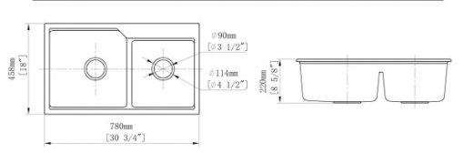 Chậu Rửa Chén Đá Nhân Tạo 2 Hộc CREAVE G-T7846E - 5
