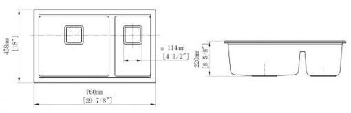 Chậu Rửa Chén Đá Nhân Tạo 2 Hộc CREAVE G-U7646E - 5